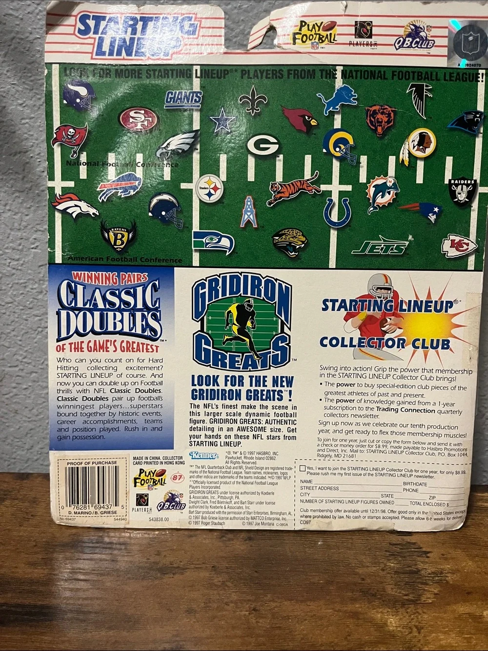 1997 Starting Lineup Classic Doubles Dan Marino Bob Griese Miami Dolphins Kenner